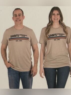 NEW NWT Sam’s Club retro vintage style tee medium unisex brown beige tan retro